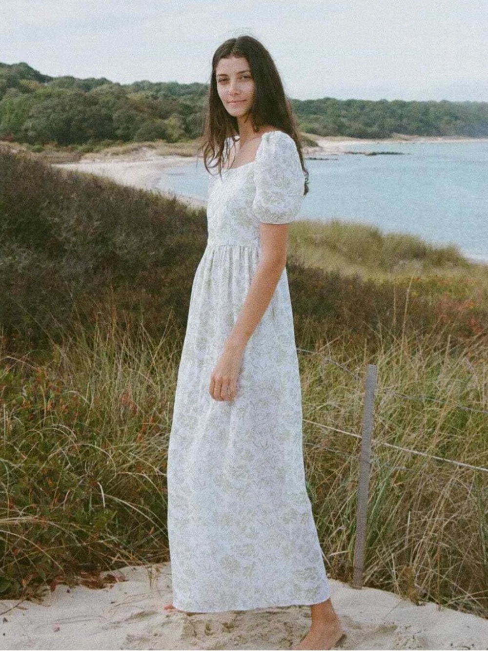 Coco Shop Women’s White Floral Puff-Sleeve Maxi Dress XS